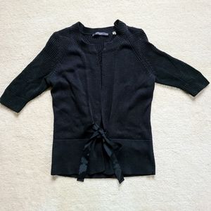 Tahari Petite Black Short Sleeve Cardigan